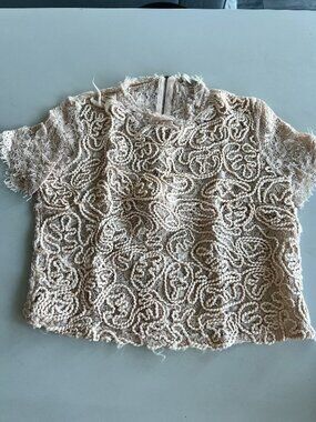 ZARA Trafaluc Braided Cord & Lace Top - Ecru / Beige Boho